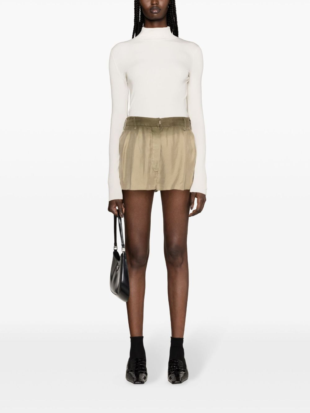 pleated silk shorts - 2