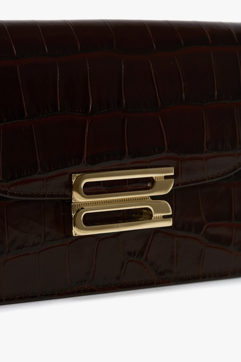 Nano Dorian Belt Bag In Dark Brown Croc Embossed Leather 6