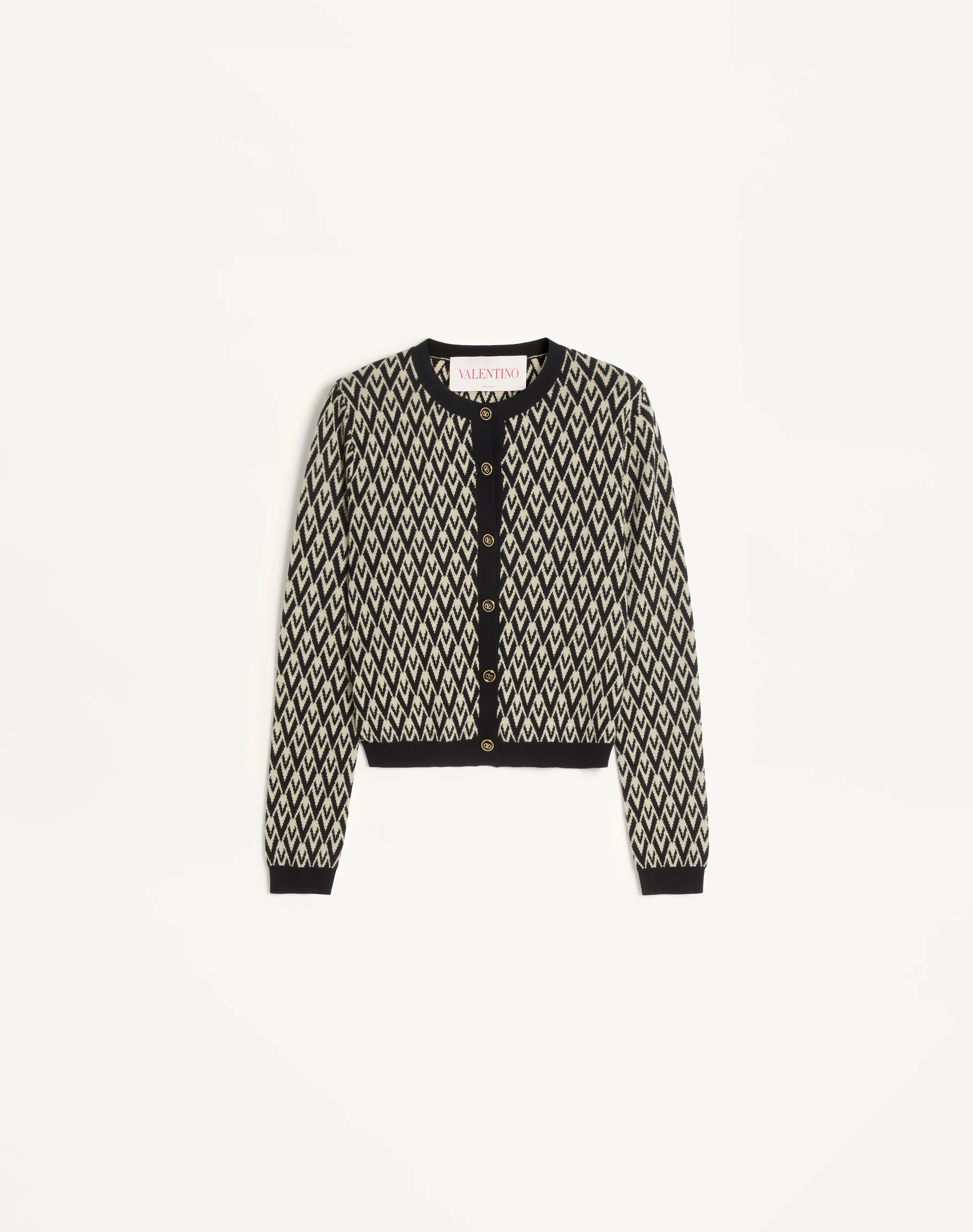 WOOL CARDIGAN WITH TOUTE LA V JACQUARD PATTERN - 1