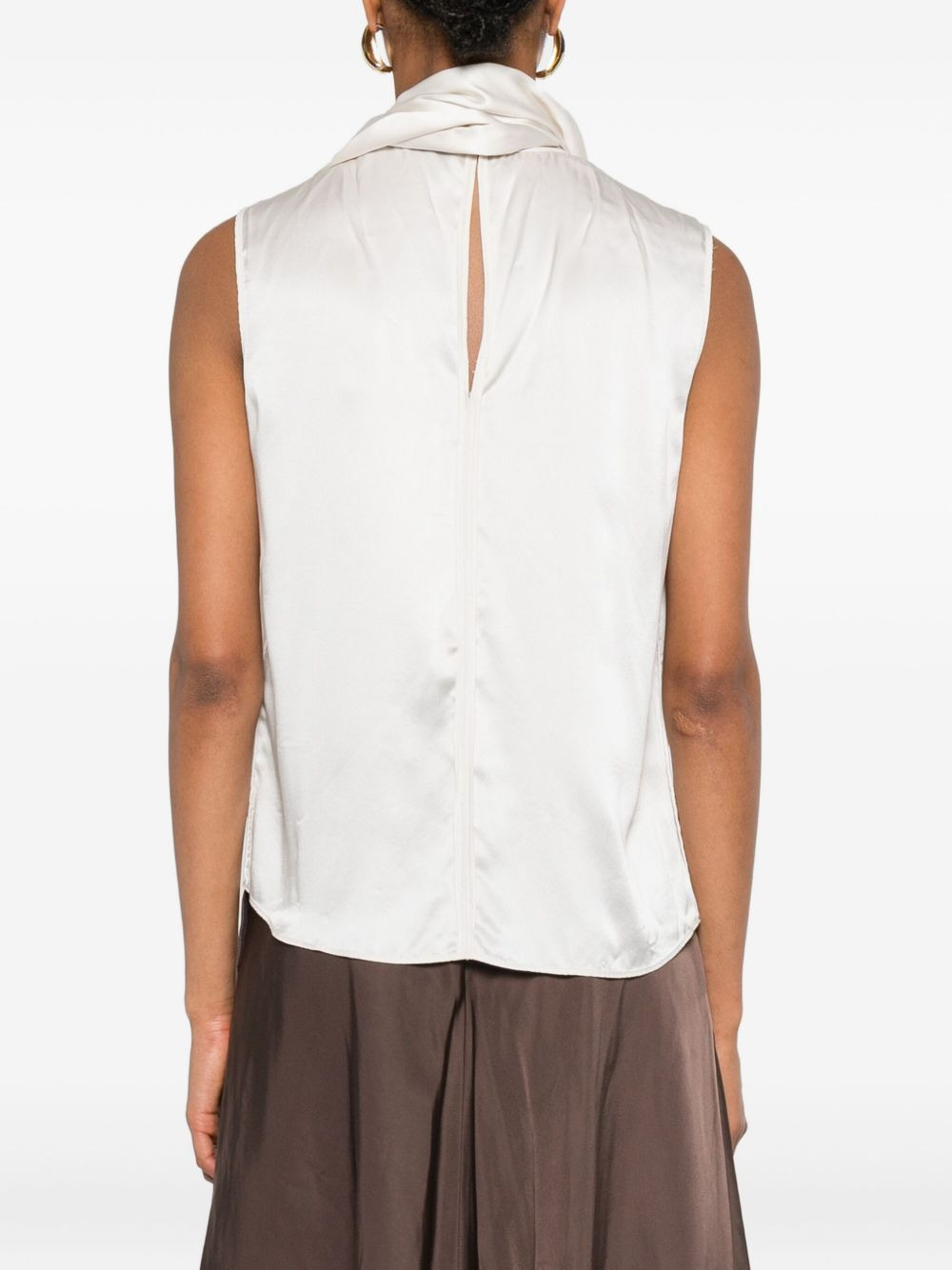 keyhole-neck sleeveless blouse - 4