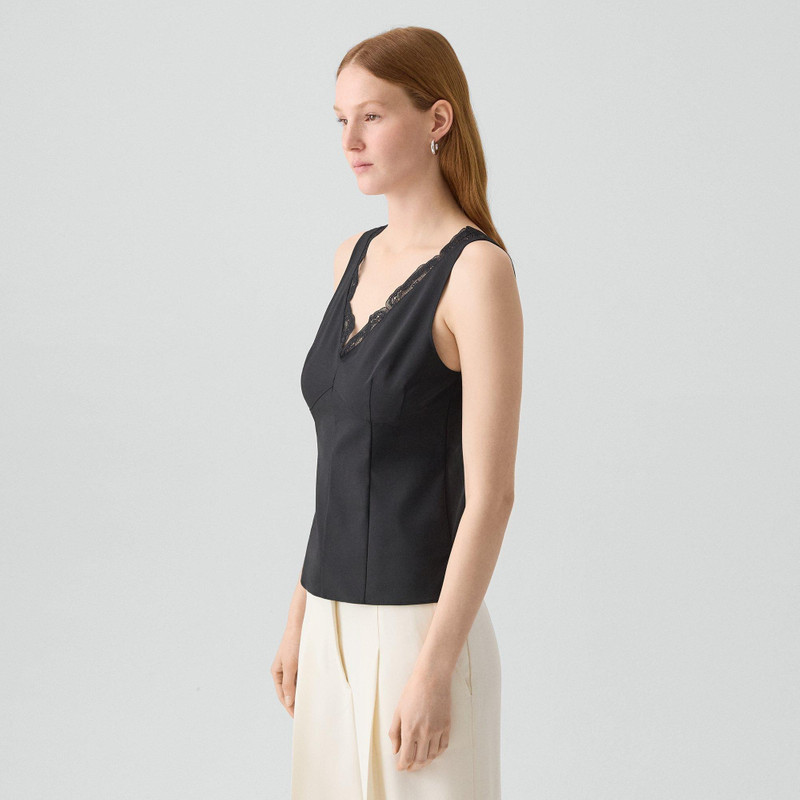 Lace-Trimmed Tank Top in Stretch Wool 3