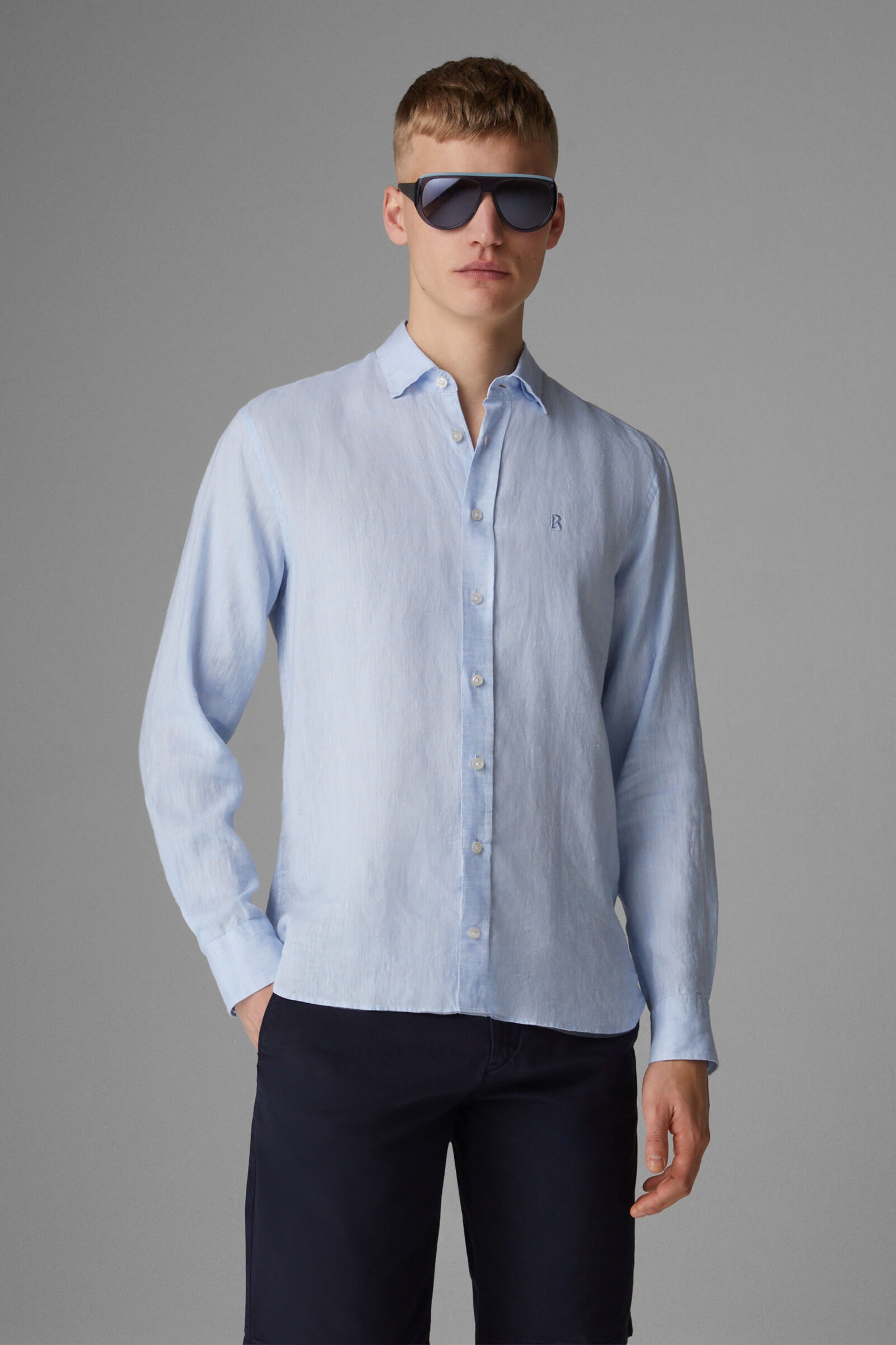 Timi Linen shirt in Light blue - 2