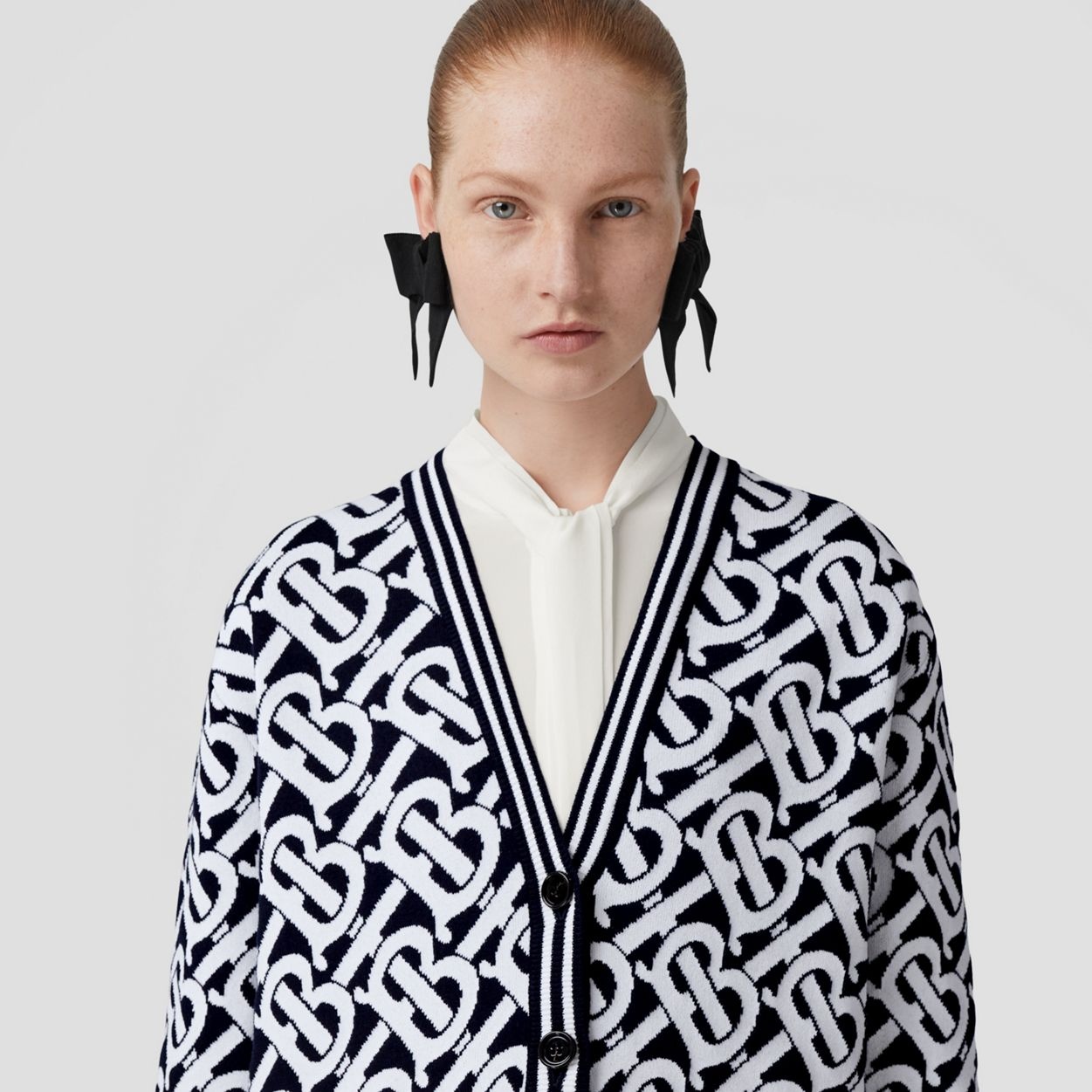 Monogram Wool Blend Jacquard Oversized Cardigan - 3