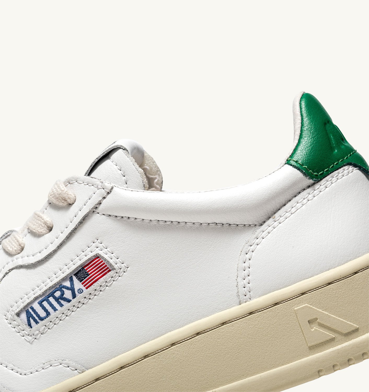 MEDALIST LOW SNEAKERS IN WHITE AND GREEN LEATHER - 6