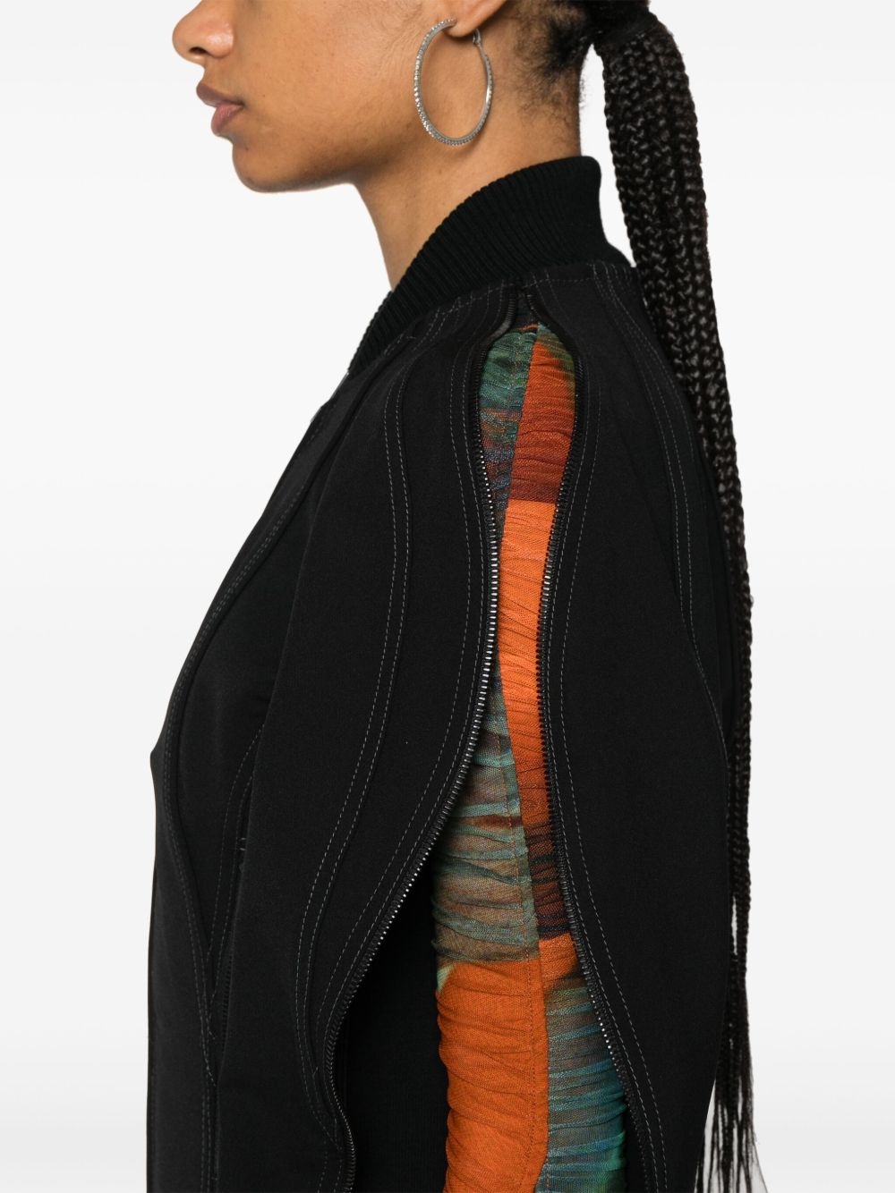 zipped sculpted sleeves jacket - 5