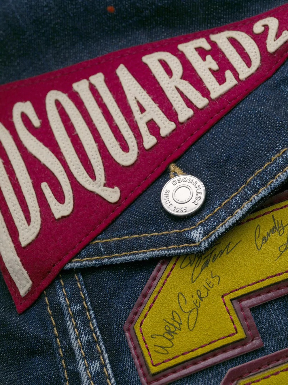 logo embroidered denim jacket - 6