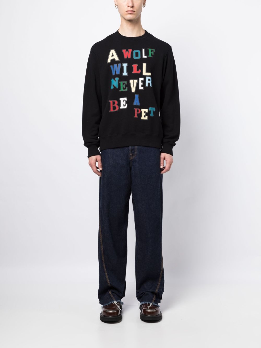 slogan-print crew-neck cotton T-shirt - 2