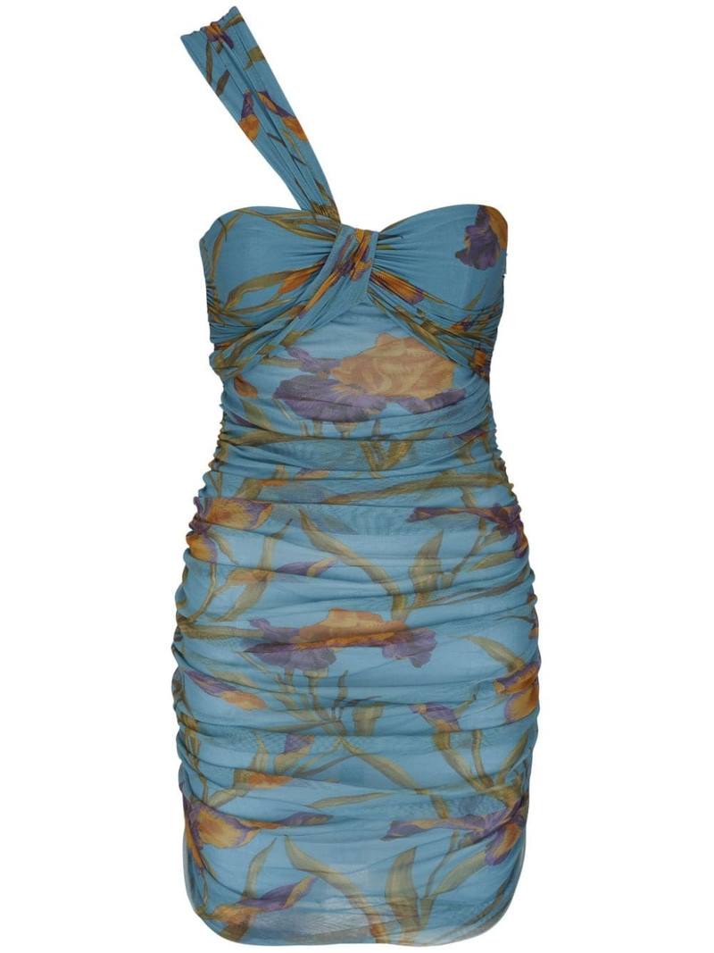 floral-print one-shoulder dress - 1