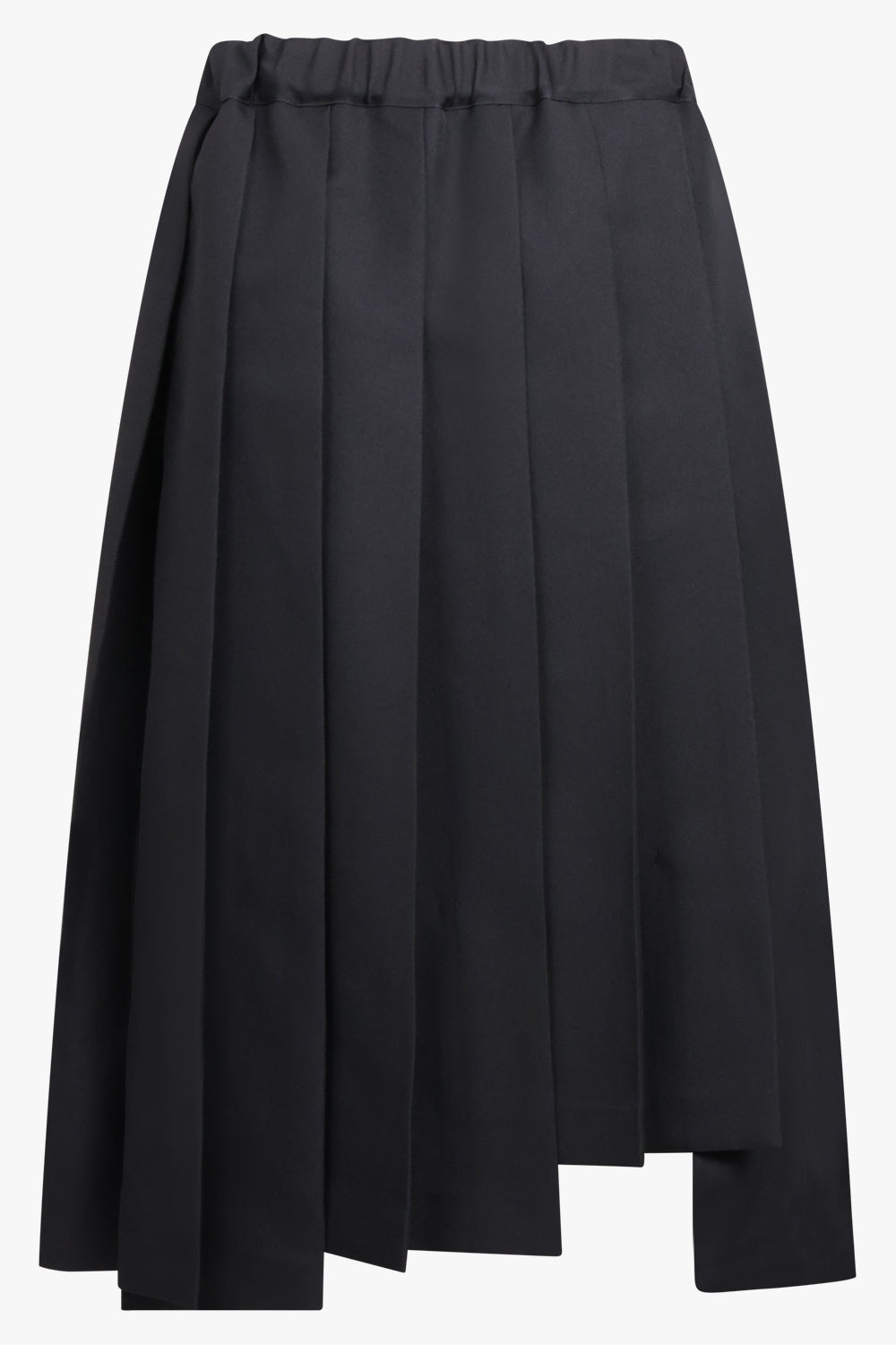 PLEAT ASYMMETRIC MIDI SKIRT | BLACK - 1