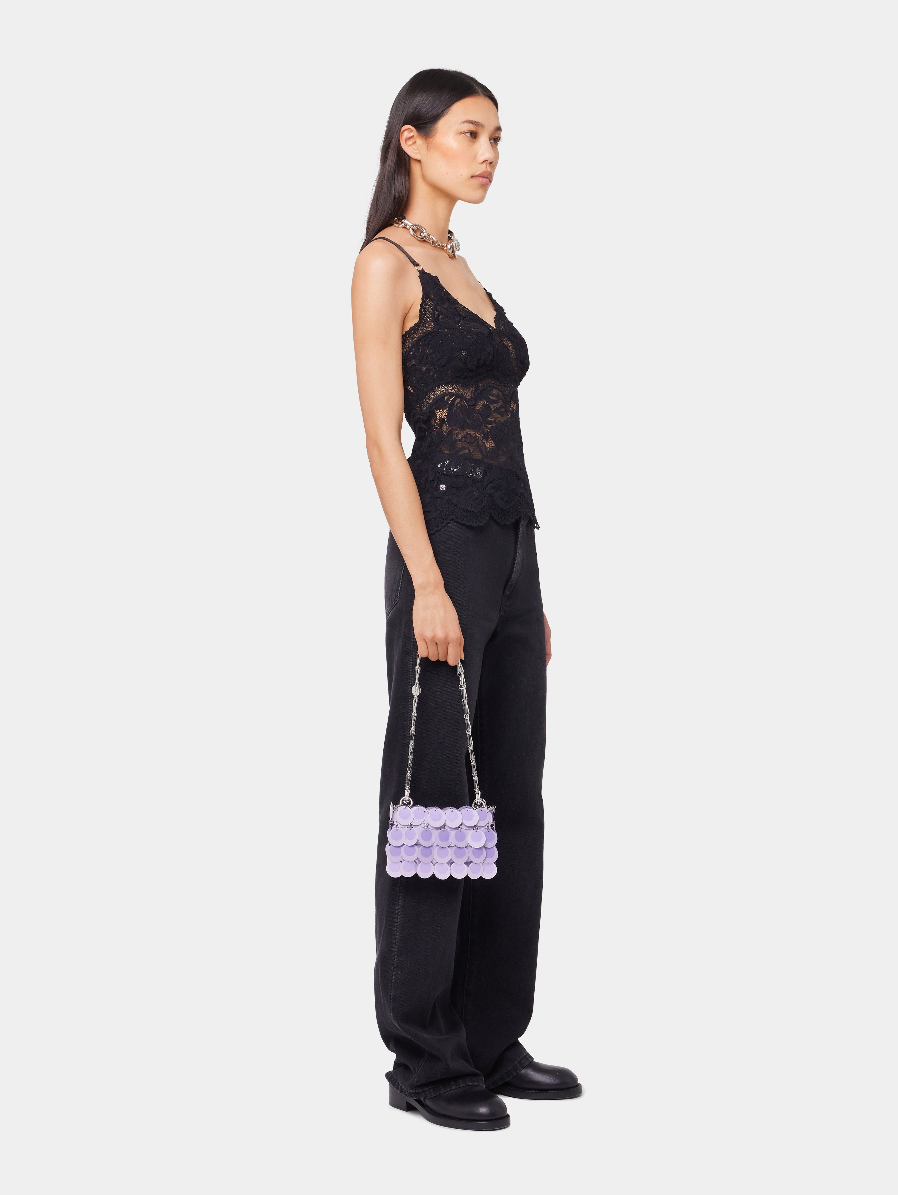 BLACK TANK TOP IN LACE - 5