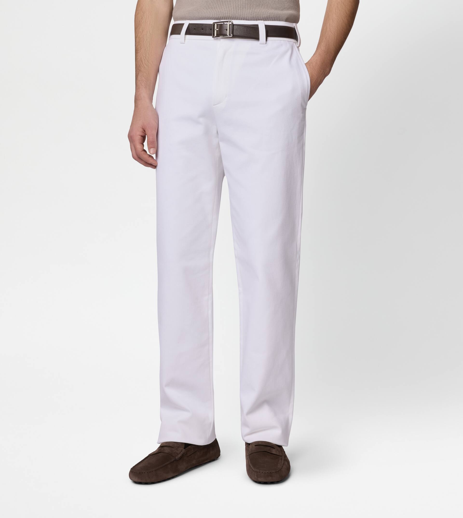 RELAXED FIT CHINO PANTS IN COTTON - WHITE - 3