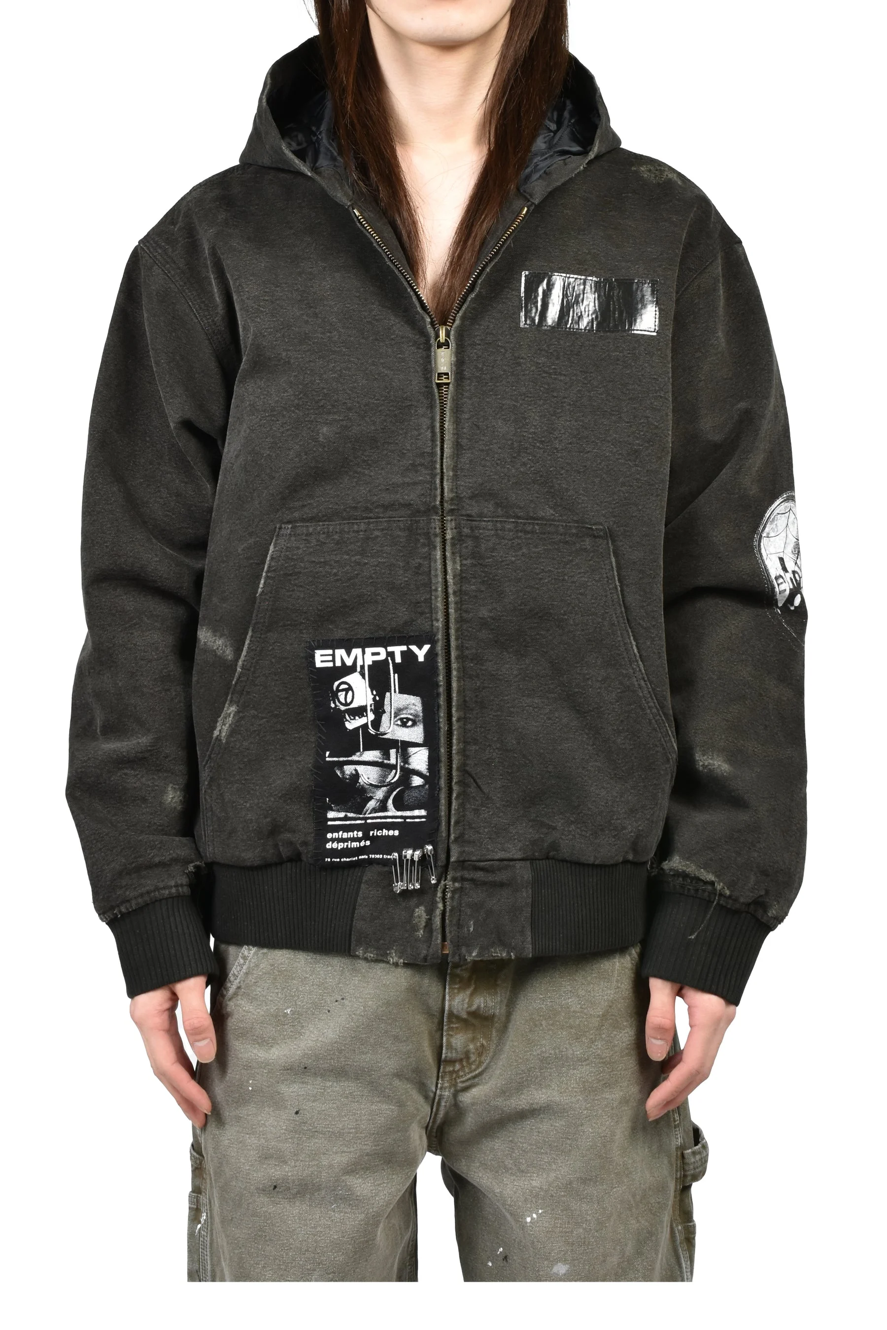 WAR STARTED HOODED WORK JACKET / CRUST BLK - 1