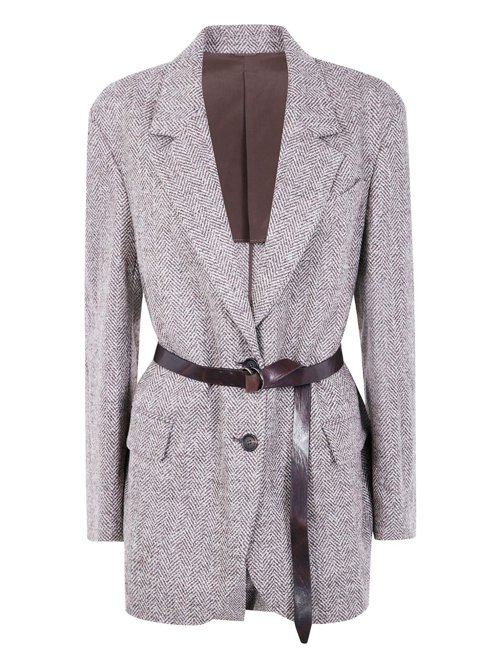 herringbone belted jacket - 1