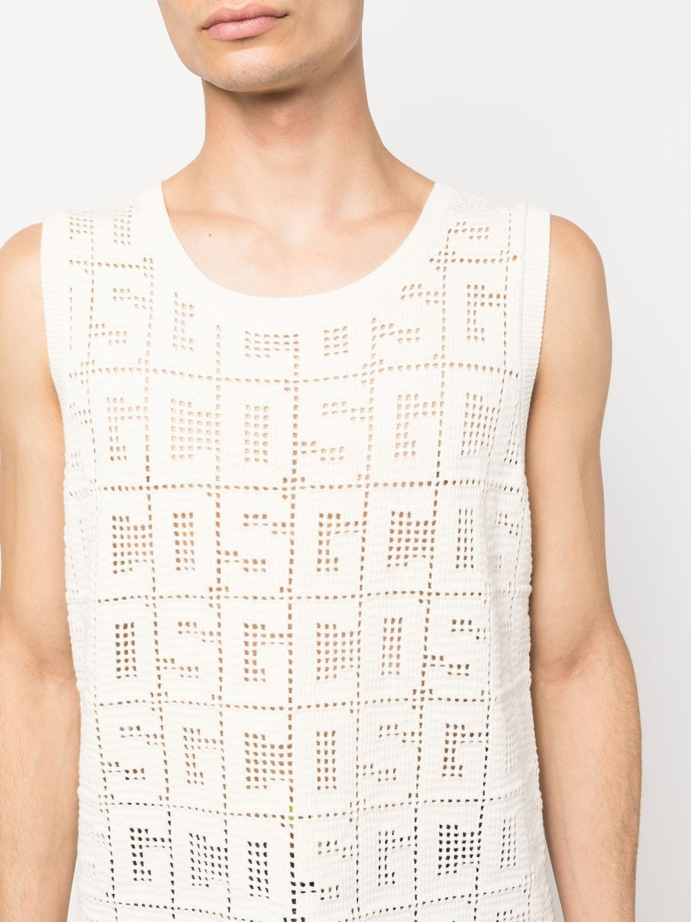 monogram macramé tank top - 5