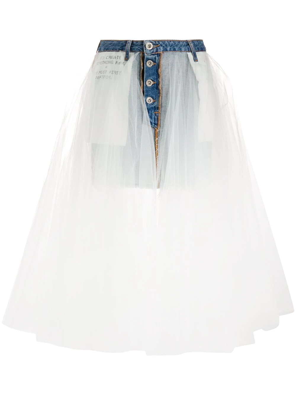 stonewash denim tulle skirt - 1