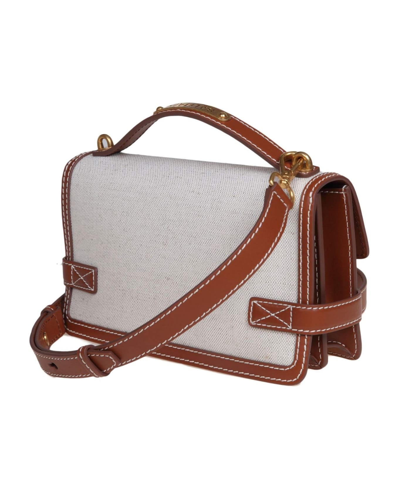 Balmain B-buzz 24 Handbag In Leather And Canvas - 3