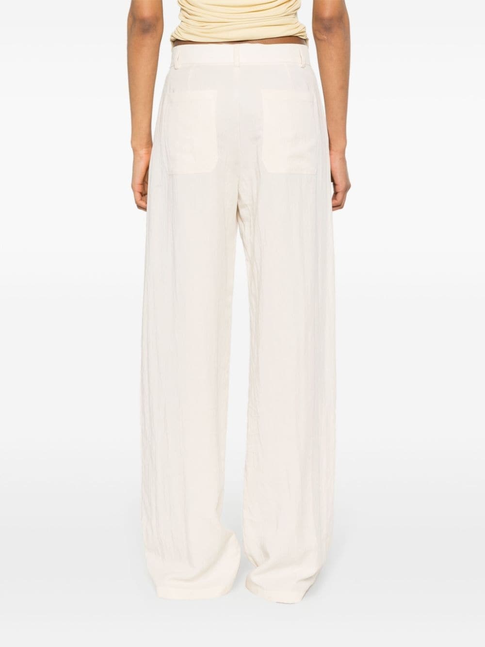 crinkled wide-leg trousers - 4
