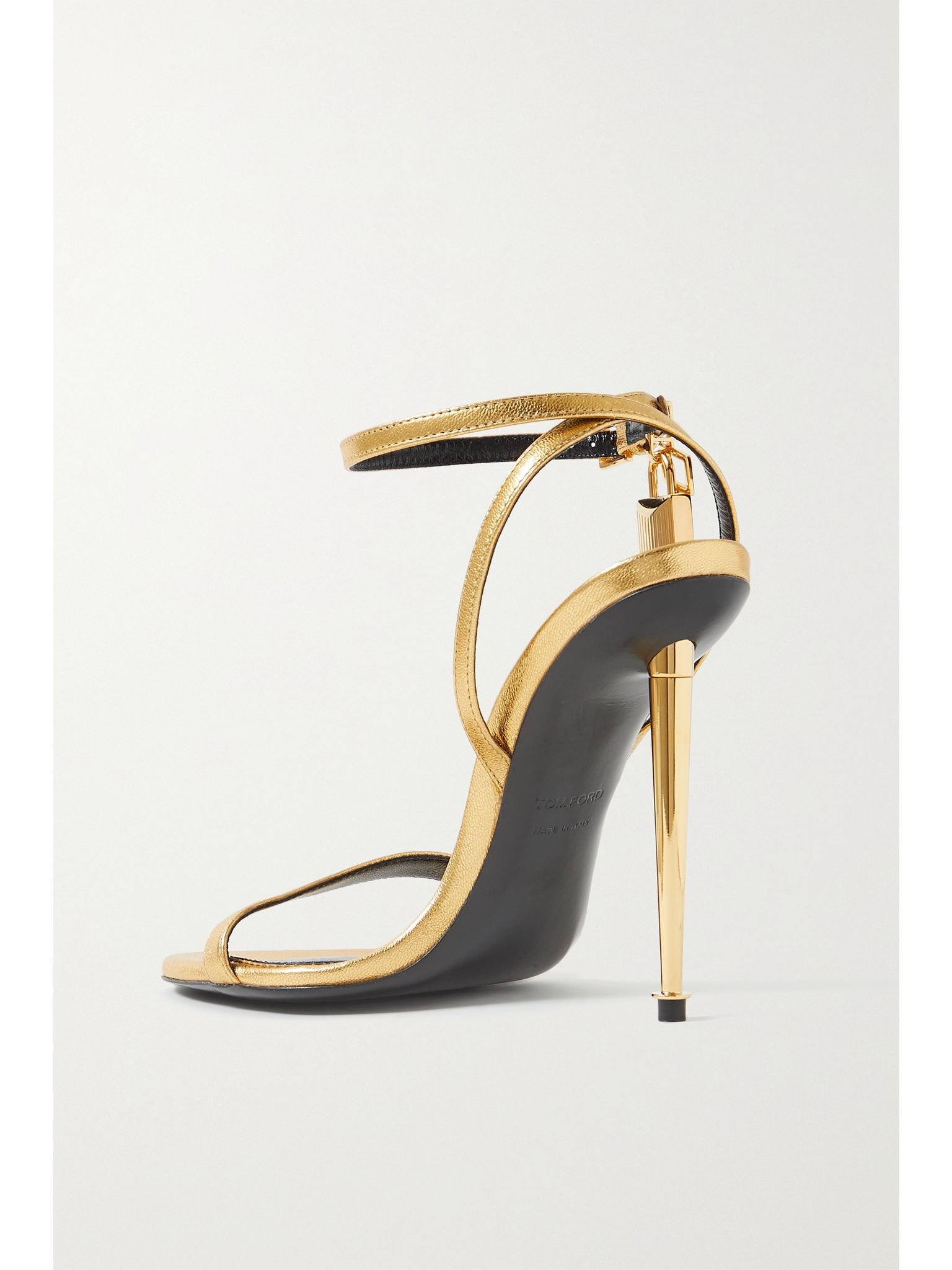 Padlock metallic leather sandals Gold - 3