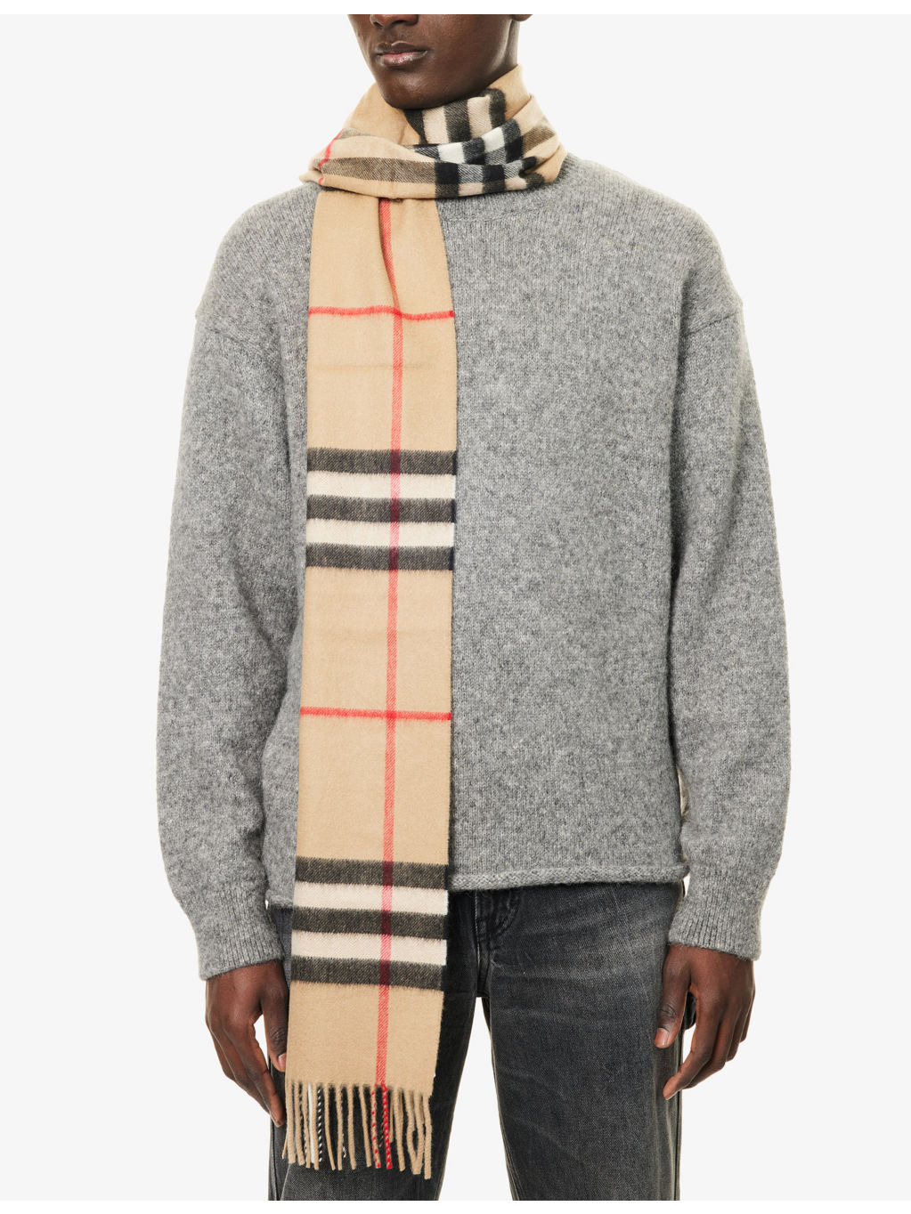 Giant Check fringed cashmere scarf - 3