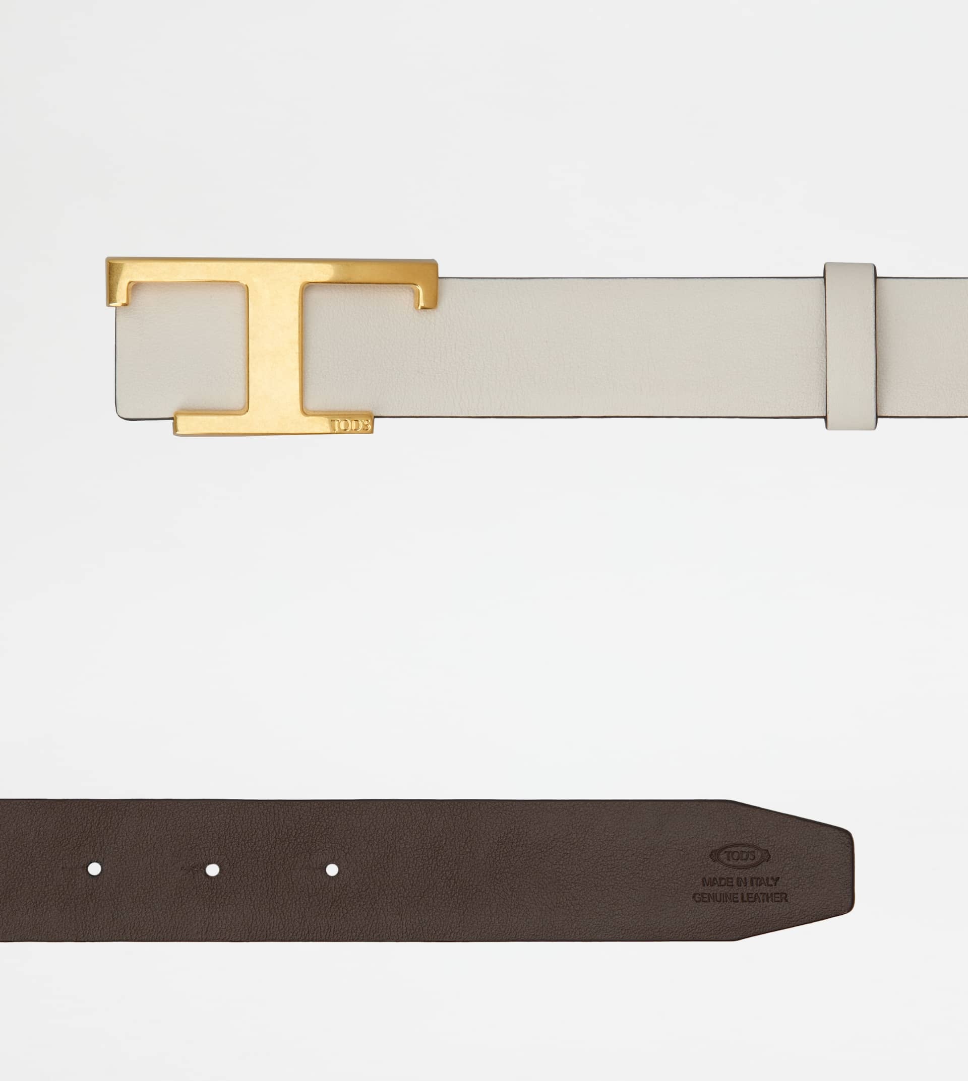 REVERSIBLE BELT IN LEATHER - BROWN, GREY - 3