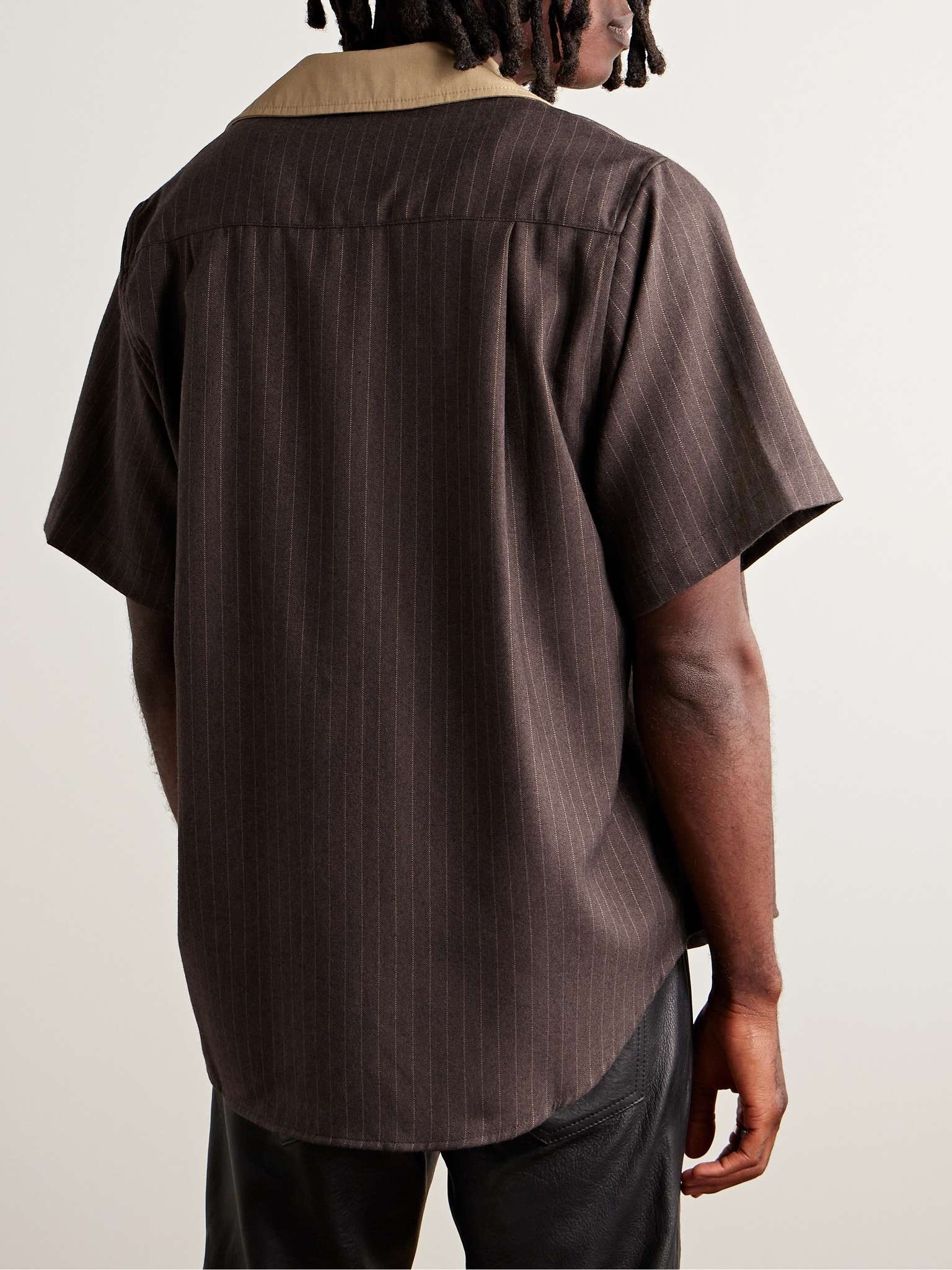 Appliquéd Cotton Poplin-Trimmed Striped Brushed-Flannel Shirt - 3