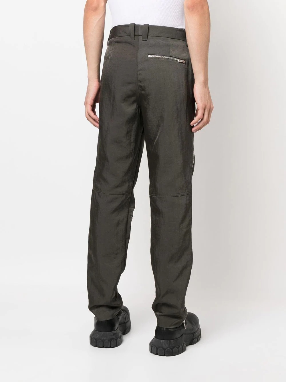 straight leg zipped trousers - 4