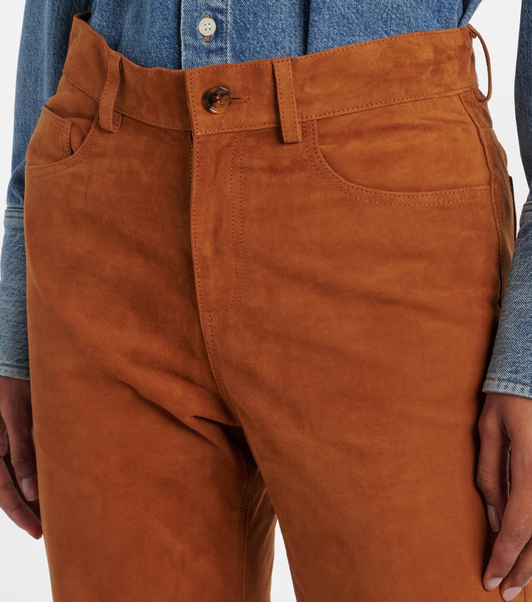 Viva Paso high-rise suede straight pants - 4