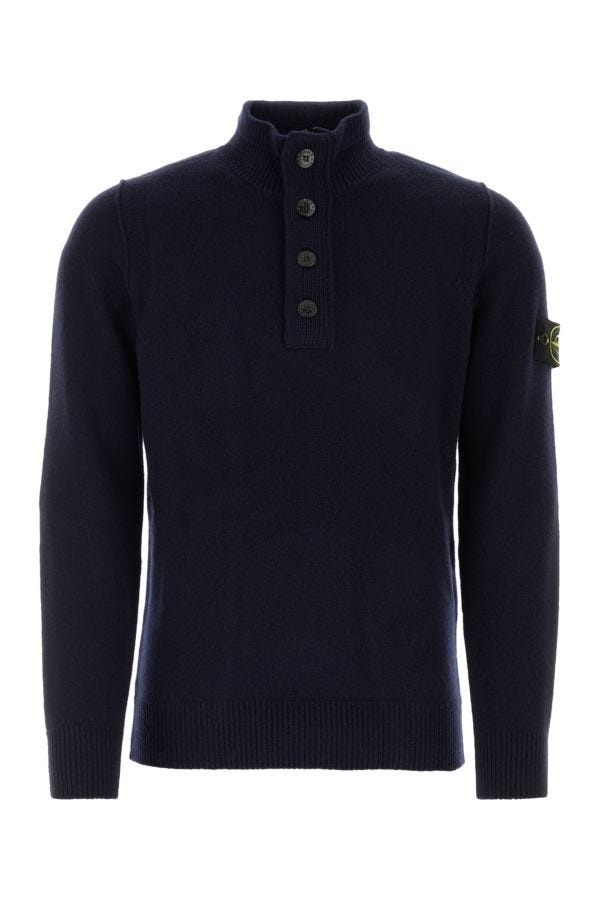 Stone Island Man Midnight Blue Wool Blend Sweater - 1