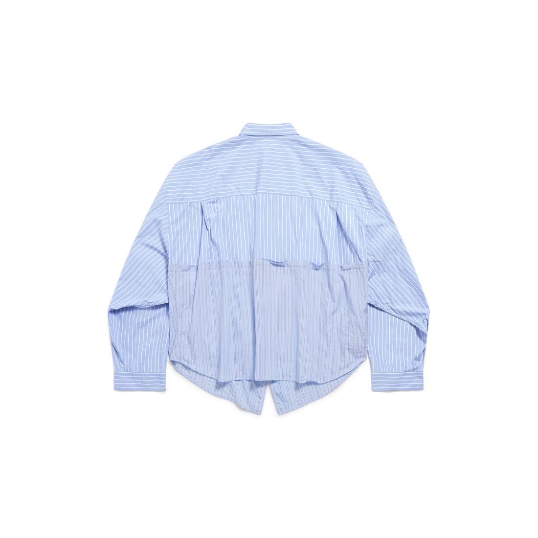 Women's Balenciaga Cut Up Shirt Oversized in Light Blue/white - 2