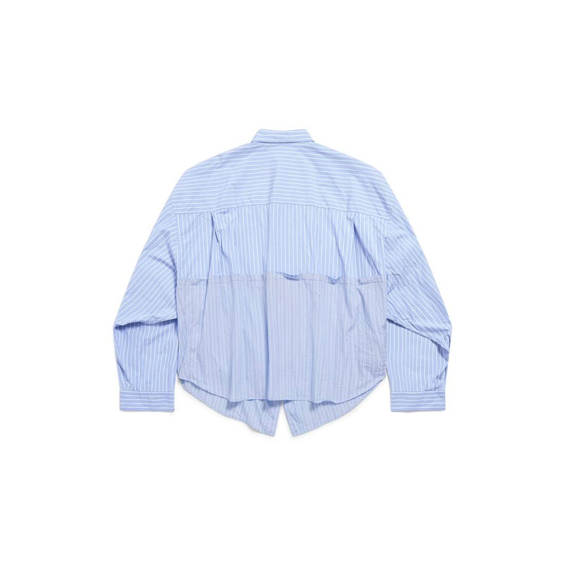 BALENCIAGA Women's Balenciaga Cut Up Shirt Oversized in Light Blue/white outlook