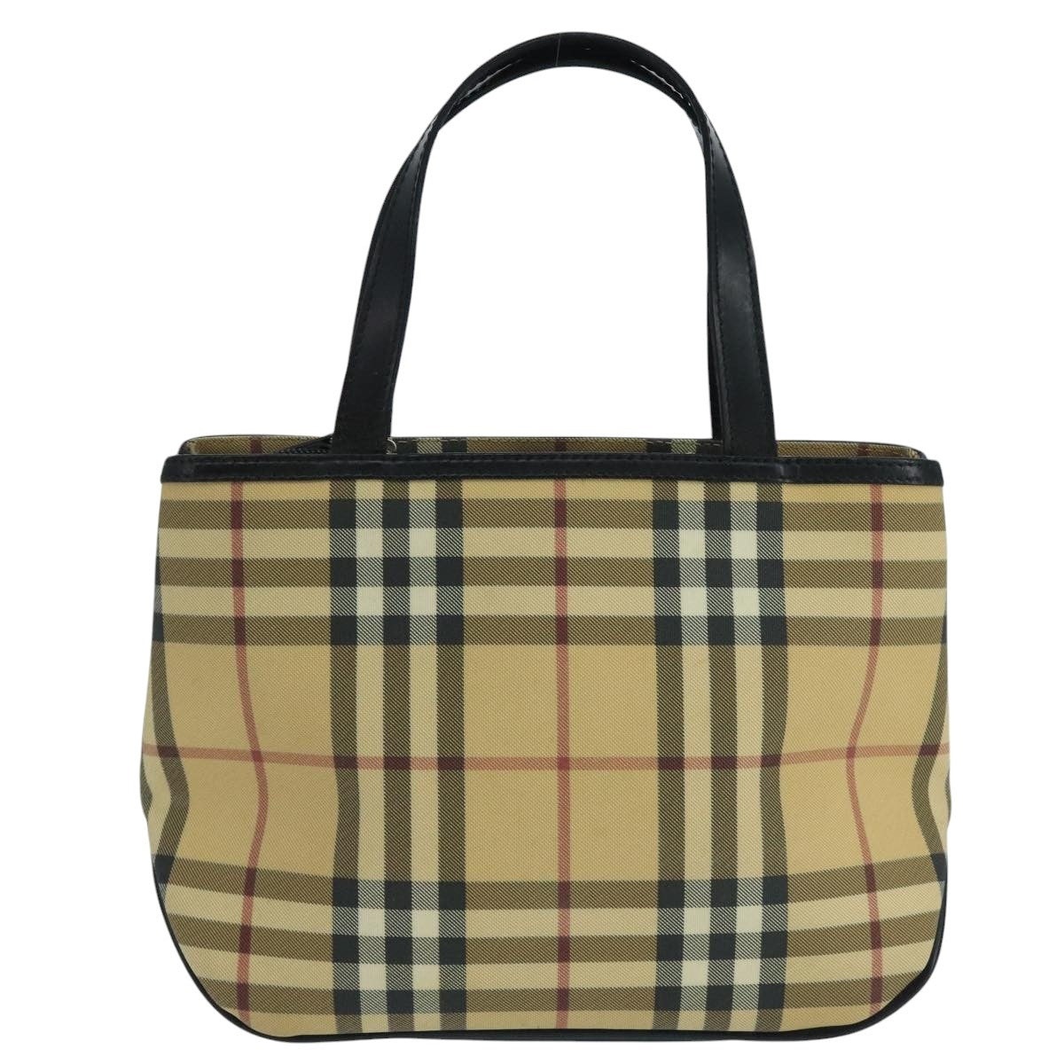Burberry Nova Check Hand Bag Coated Canvas Beige Black Silver - 2