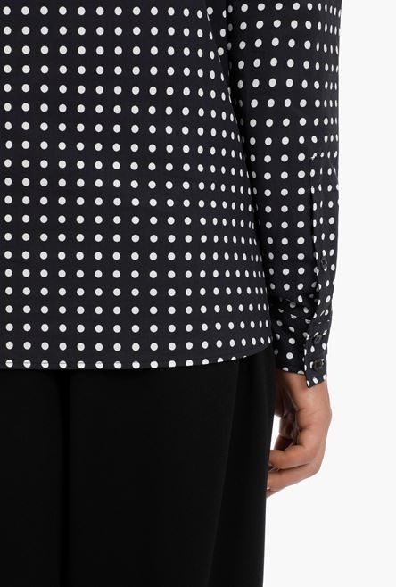 Black cotton shirt with white polka-dots - 8