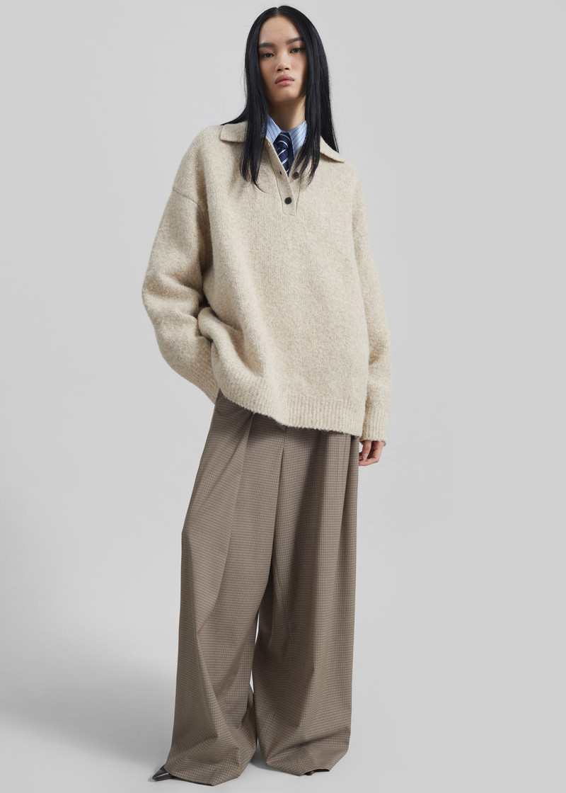 Gistel Pleated Pants - Beige Plaid 5