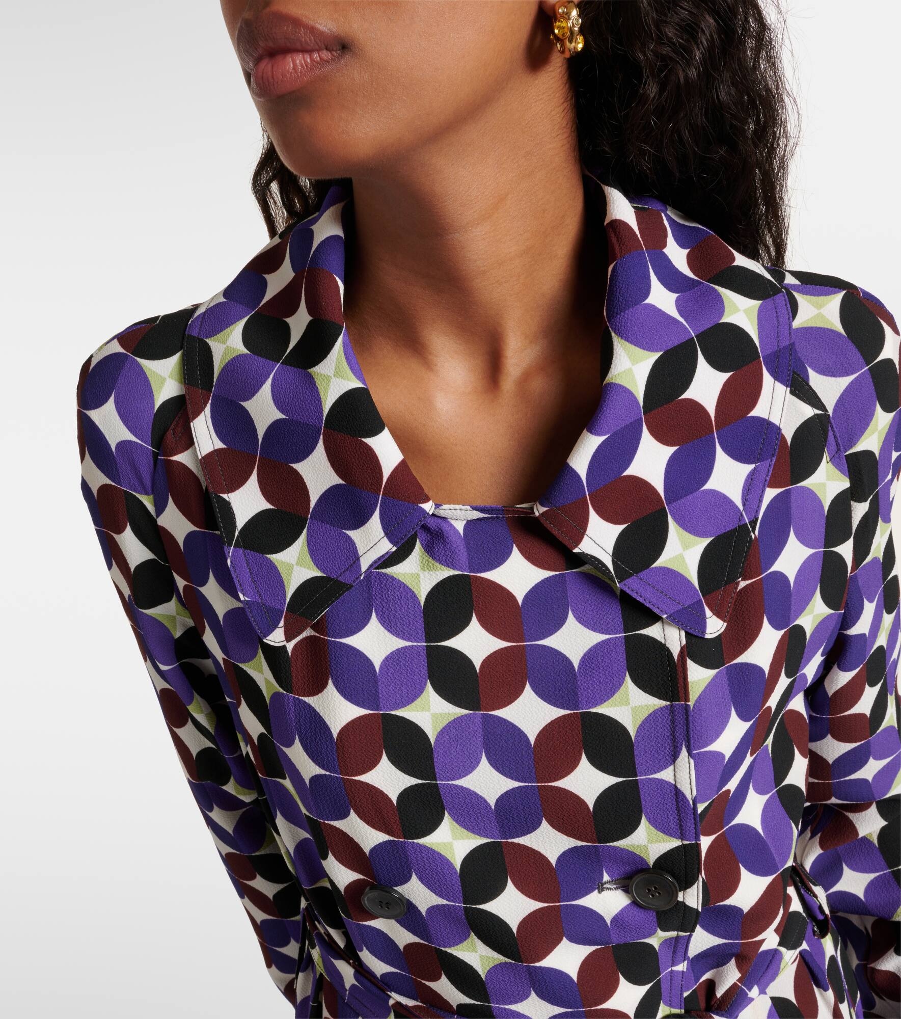 Printed double-breasted coat - 4