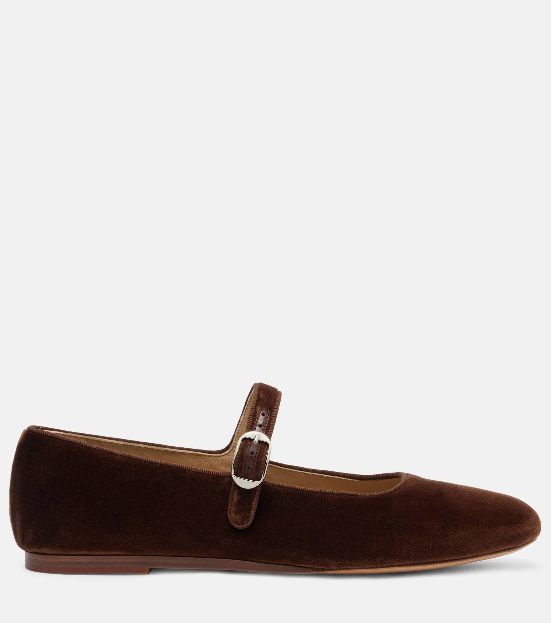 Velvet Mary Jane flats - 4