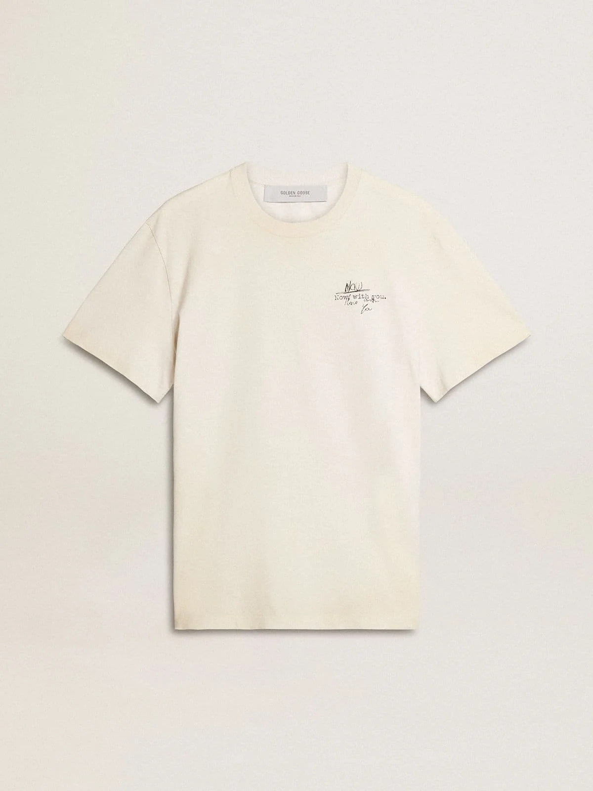 Men's T-shirt with print on the chest and on the back with a lived-in effect - 1