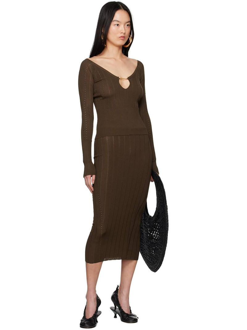 JACQUEMUS Brown 'The Pralù' Midi Skirt outlook