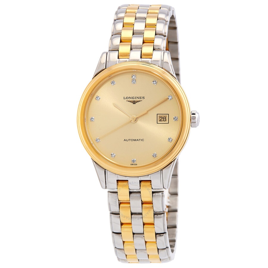 Longines Flagship Automatic Diamond Gold Dial Ladies Watch L4.374.3.37.7 - 1