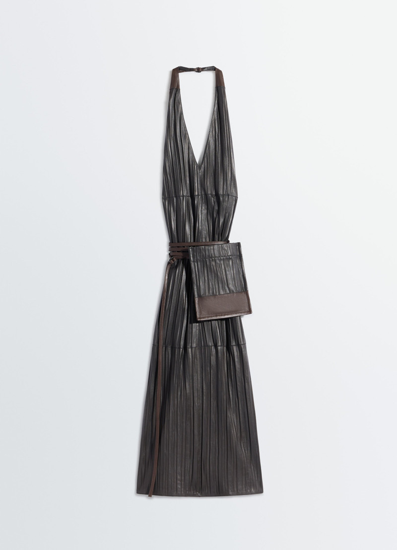 LEATHER APRON DRESS IN CRINKLE LAMB LEATHER 1