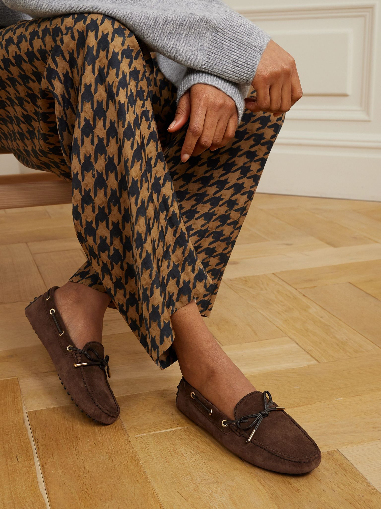 Gommino leather-trimmed suede loafers Chocolate - 2