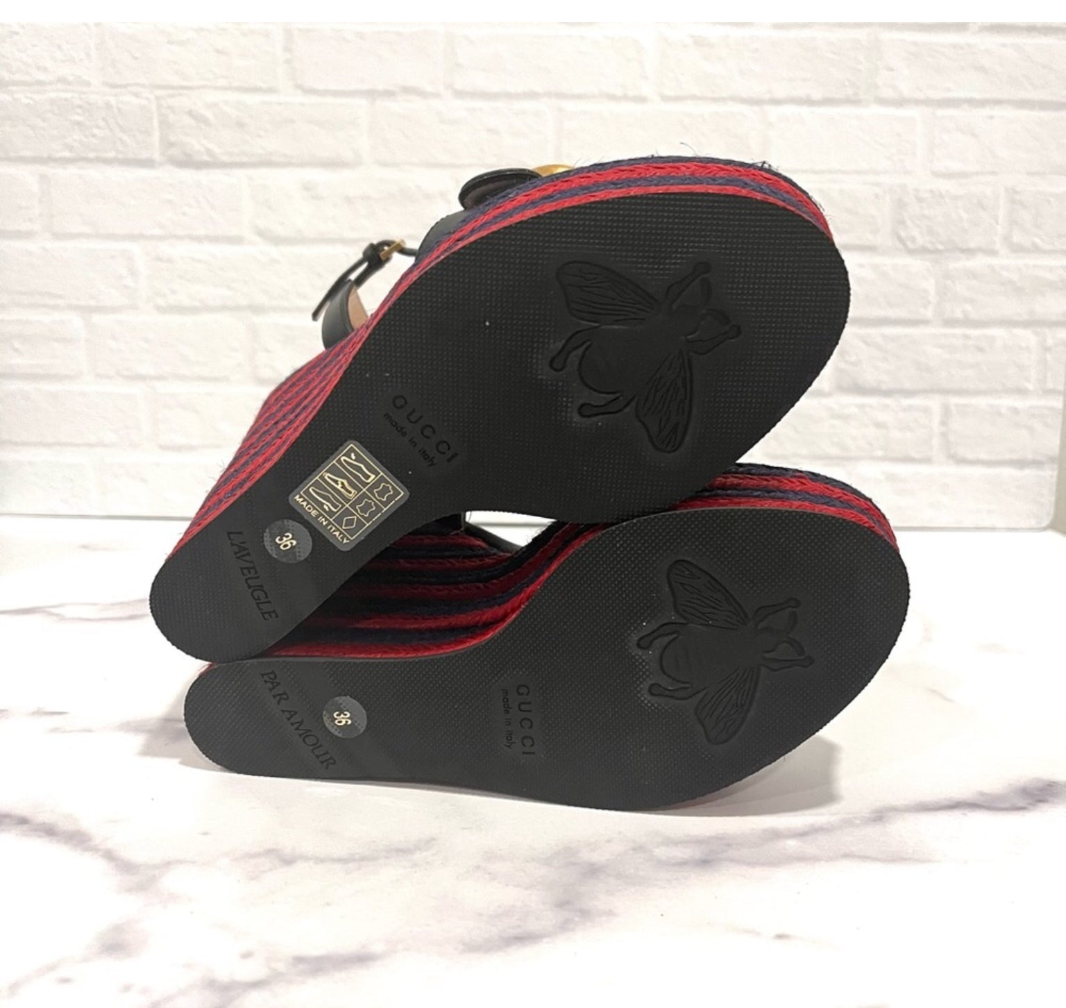 Gucci Marmont Double G Leather Espadrille Platform Sandals - 4