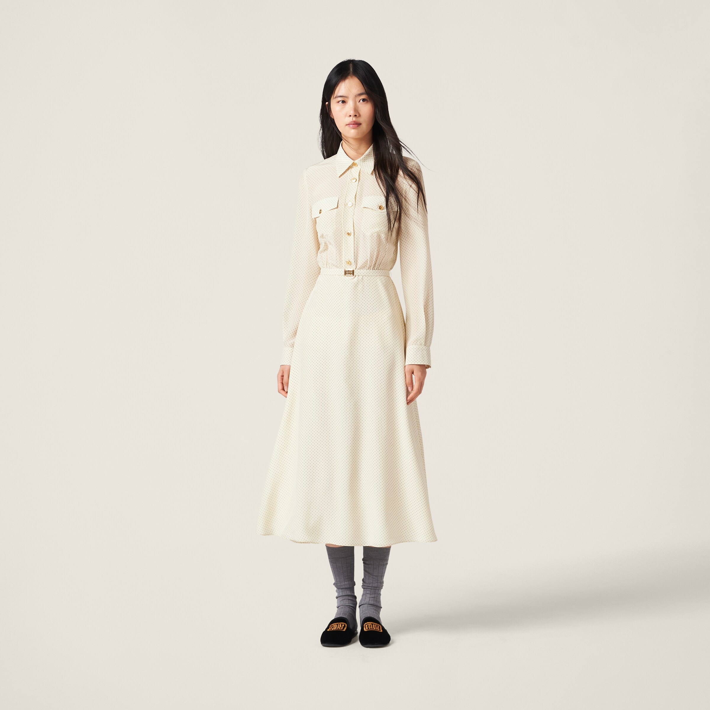 Long crepe de chine dress - 2