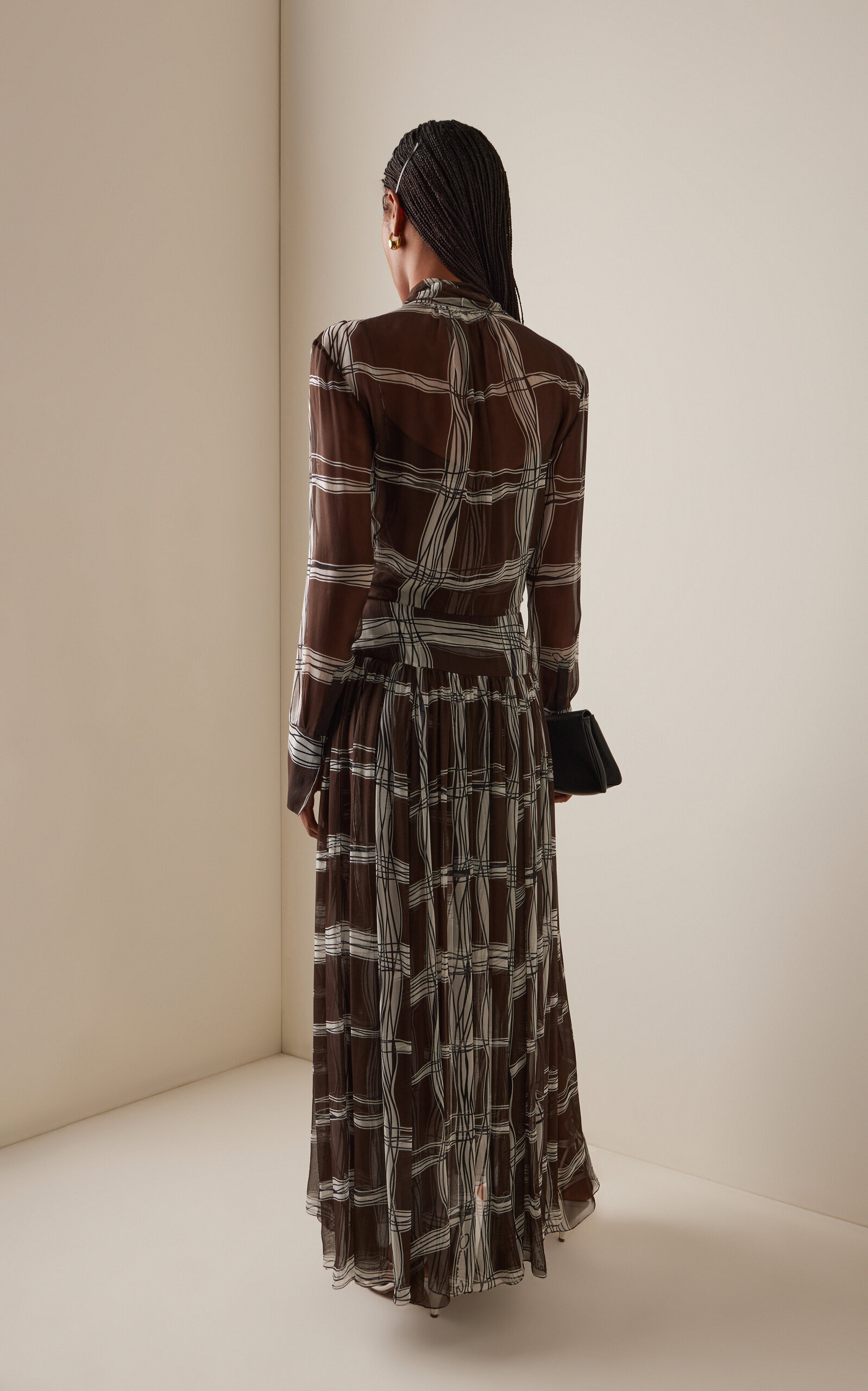 Silk Chiffon Maxi Shirt Dress multi - 4