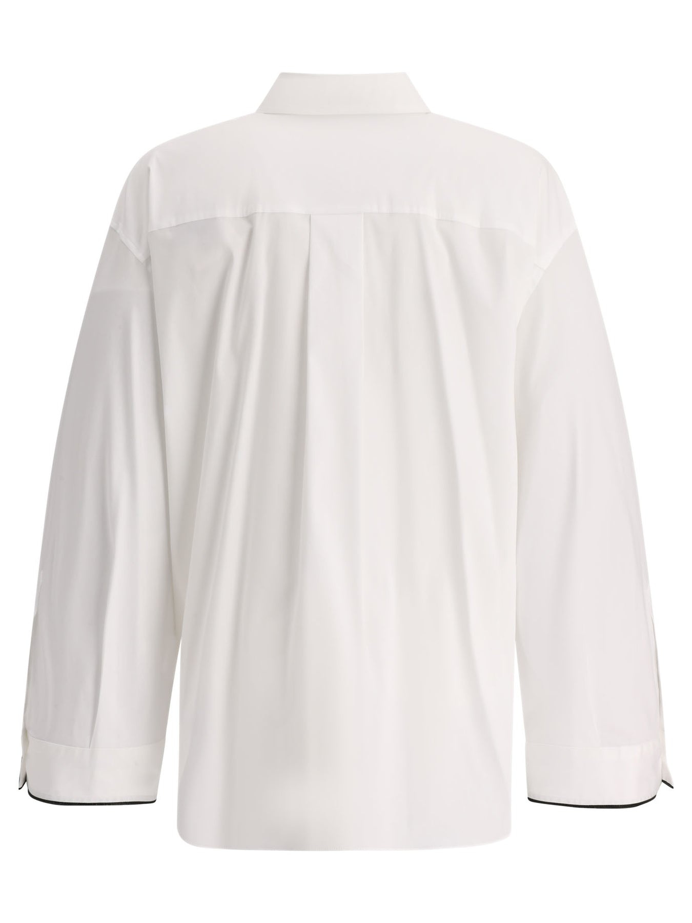 Poplin Shirt With Shiny Cuff Details Shirts White - 2