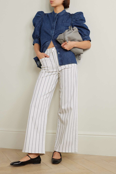 FRAME Le Slim Palazzo Bardot striped high-rise wide-leg jeans outlook