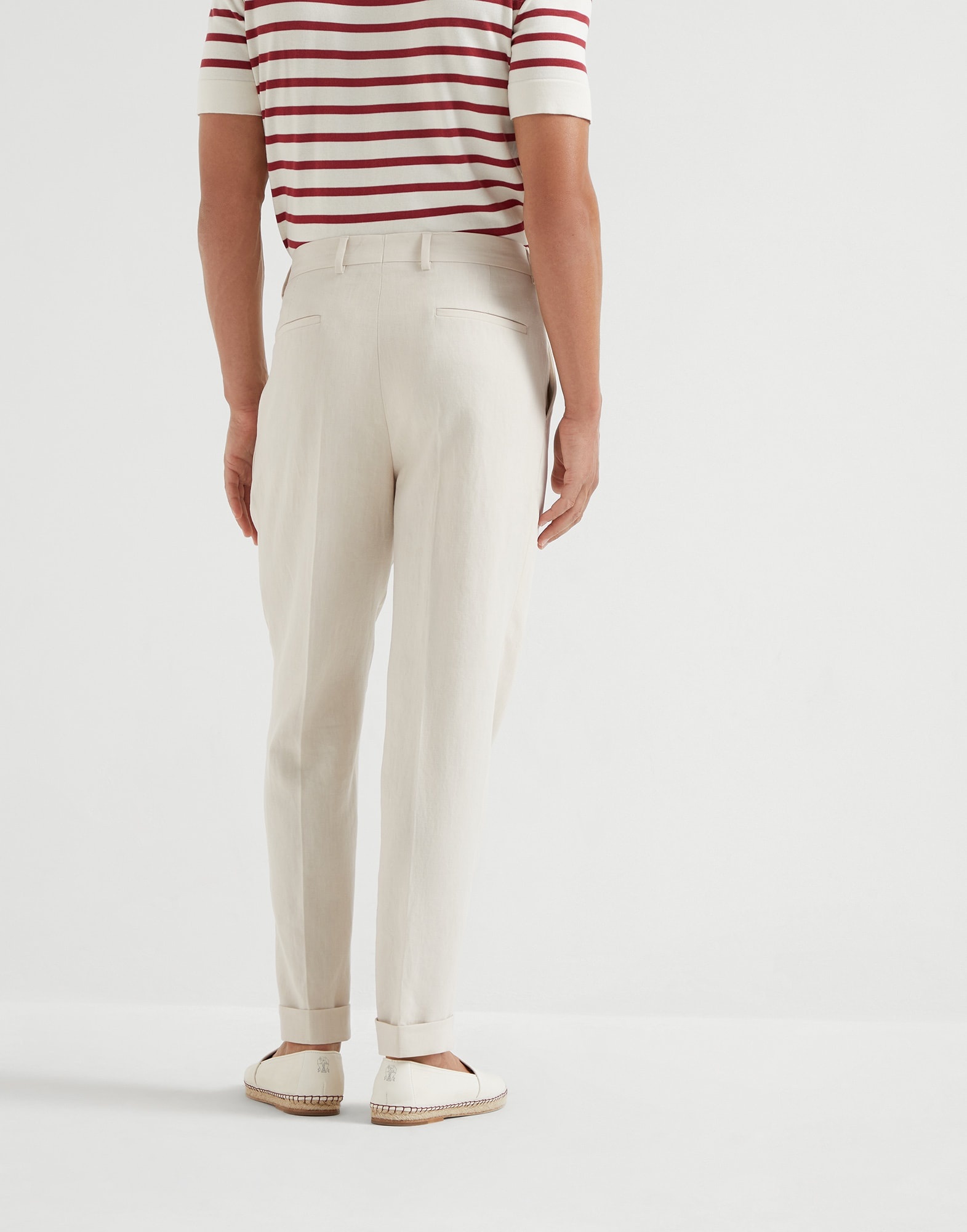 Twisted linen leisure fit trousers with pleat - 2