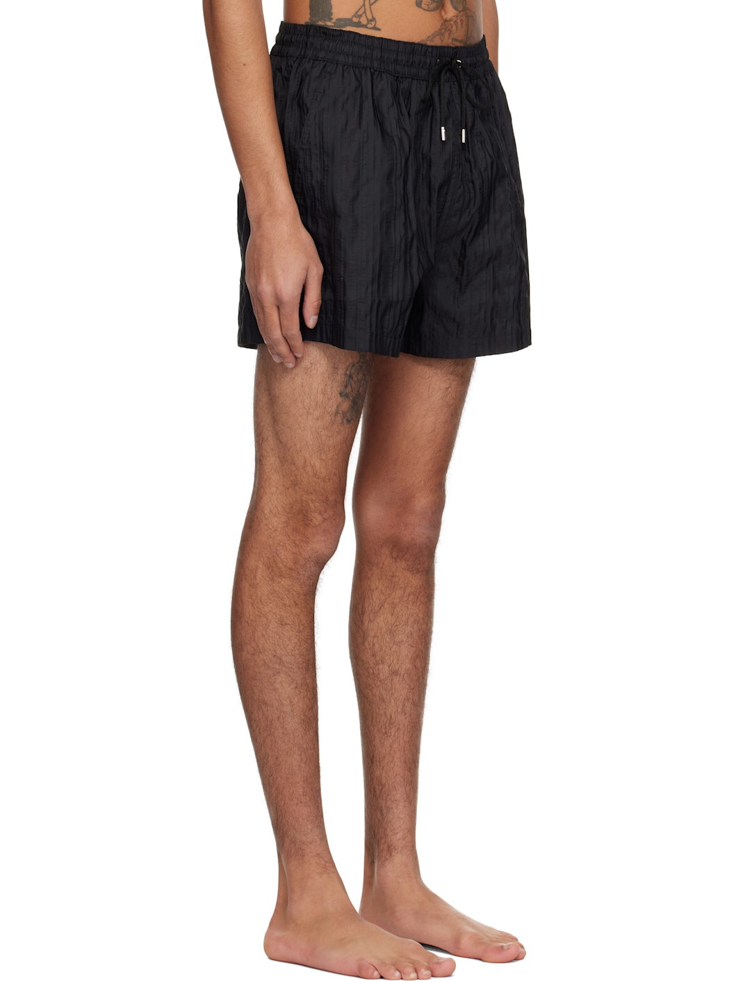 Black Shadow Stripe Swim Shorts - 2