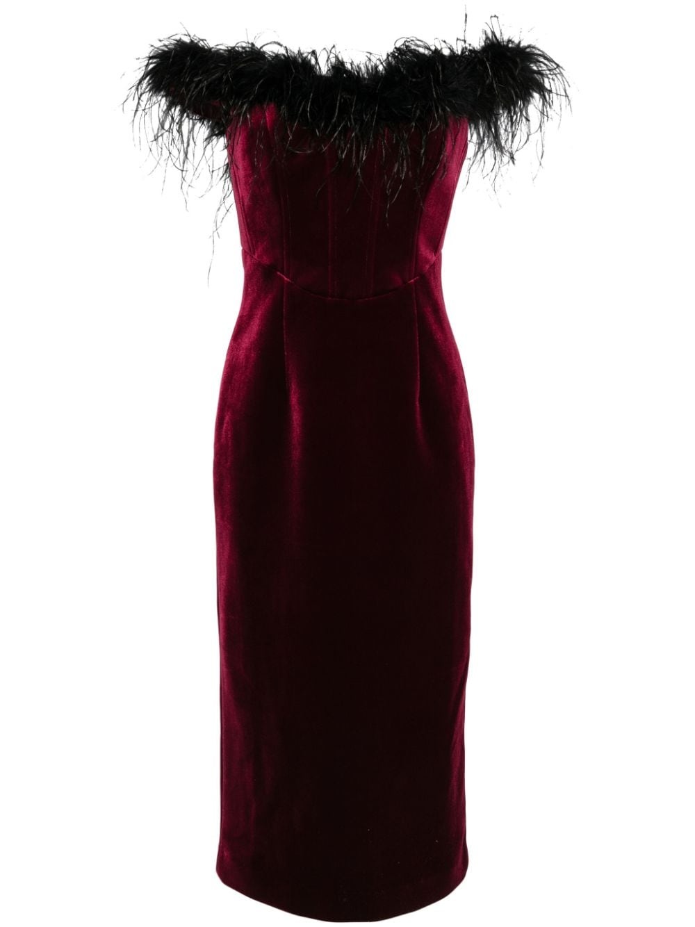 Vanessa feather-trimmed midi dress - 1