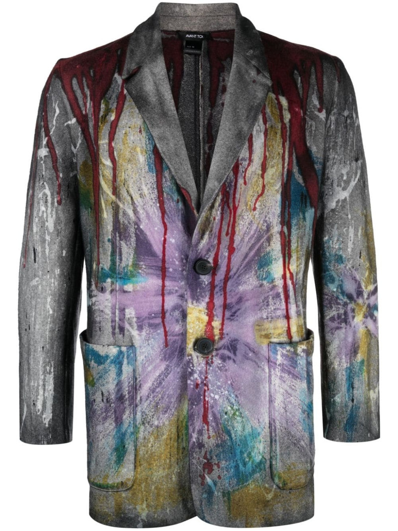 abstract-print single-breasted blazer 1