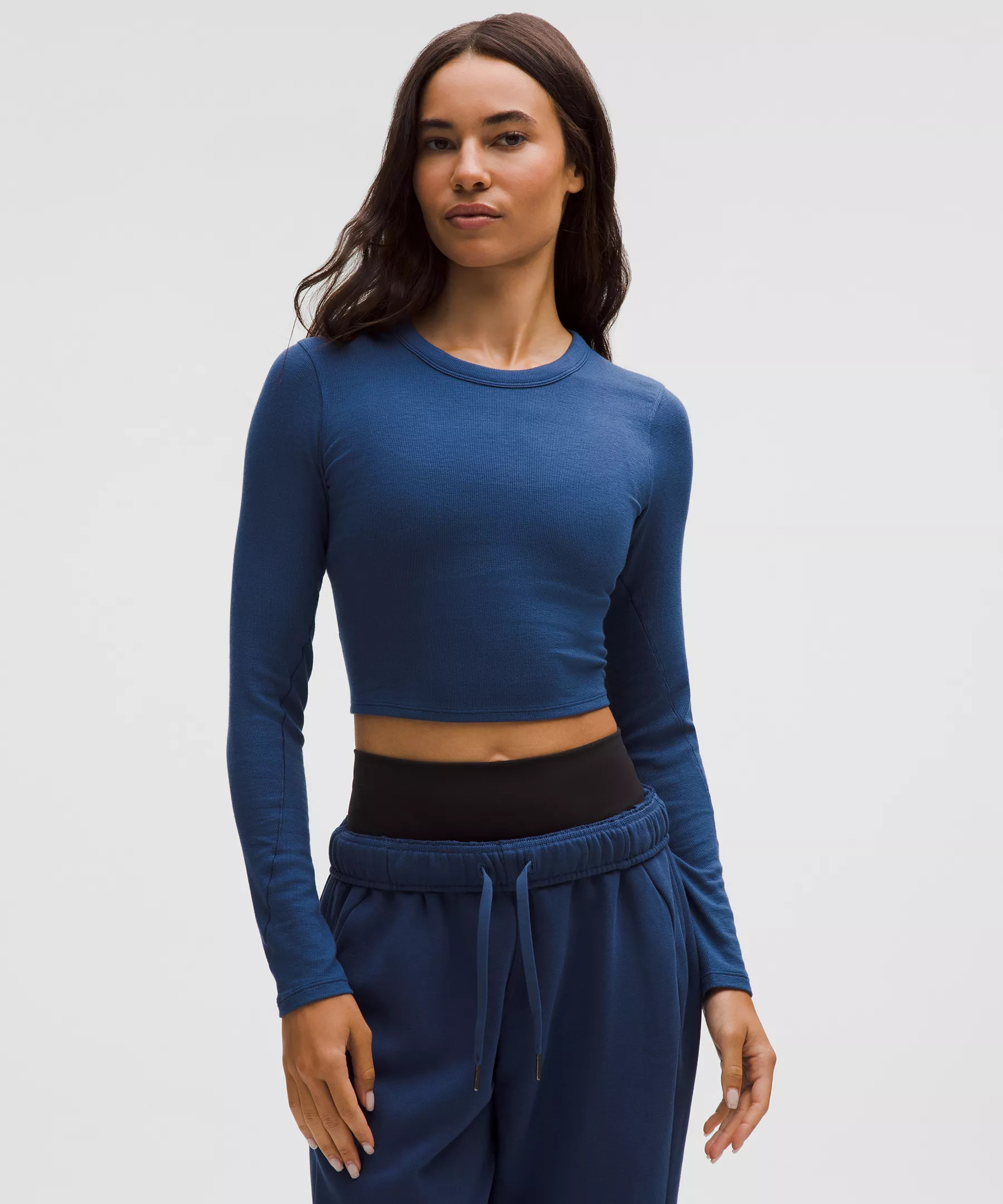 Hold Tight Straight-Hem Cropped Long-Sleeve Shirt - 1
